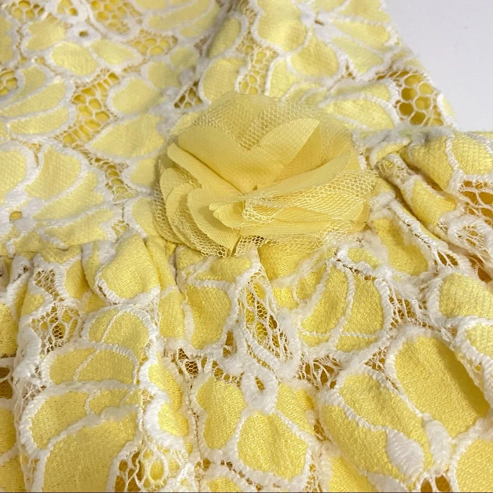 The Children's Place Yellow White Lace Girl's Dress
